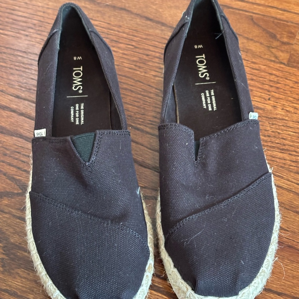 TOMS Black Slip-On Canvas Shoes